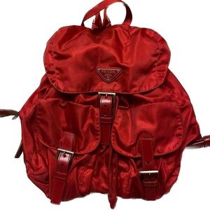 Vintage Prada Backpack in Red Tessuto Nylon